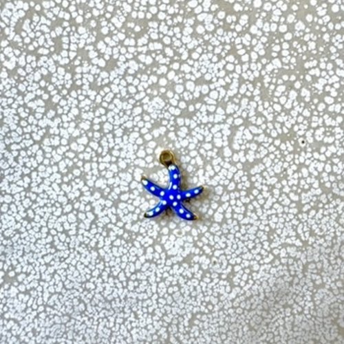 Breloque étoile de mer émaillée bleue en acier inoxydable 304 doré – 10,5 x 10 mm ble35-5