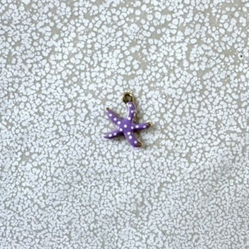 Breloque étoile de mer émaillée violette en acier inoxydable 304 doré – 10,5 x 10 mm vi13-10