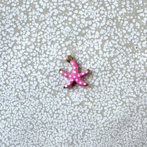 Breloque étoile de mer émaillée rose fuchsia en acier inoxydable 304 doré – 10,5 x 10 mm ros34-1