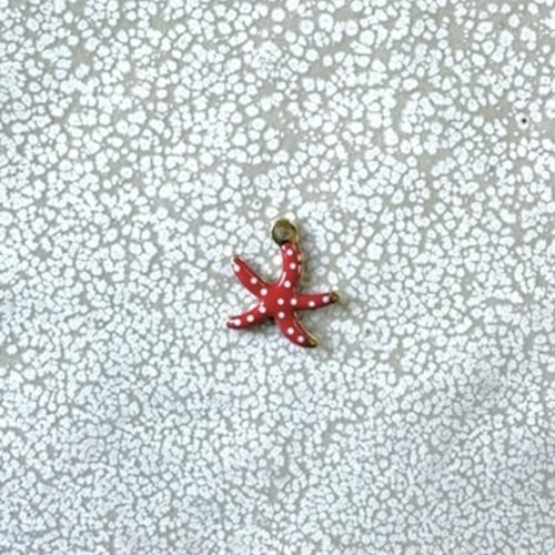 Breloque étoile de mer émaillée rouge en acier inoxydable 304 doré – 10,5 x 10 mm rou21-5