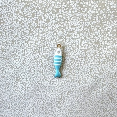 Breloque poisson émaillée turquoise en acier inoxydable doré 304 – 18x5 mm tu23-5