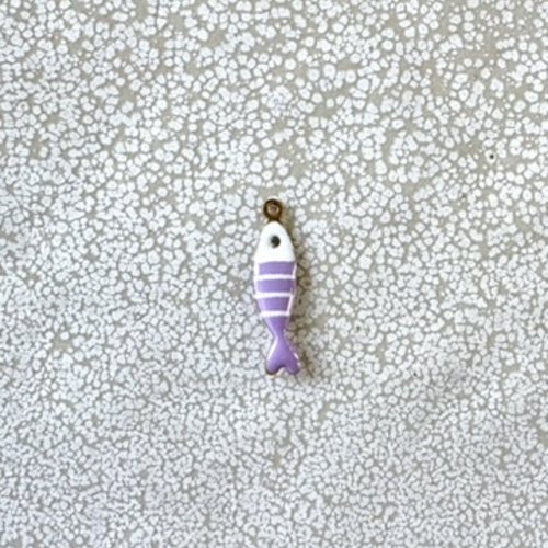 Breloque poisson émaillée violet en acier inoxydable doré 304 – 18x5 mm vi14-1