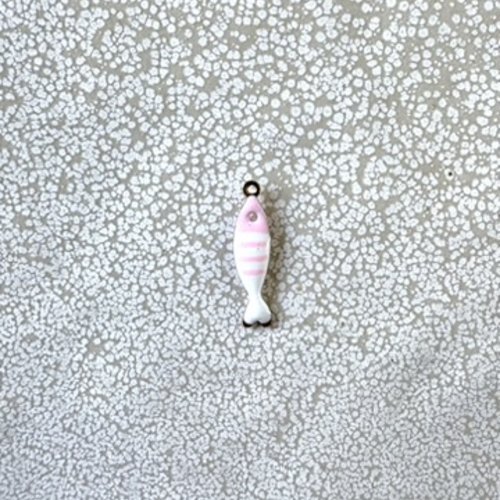 Breloque poisson émaillée rose en acier inoxydable doré 304 – 18x5 mm ros34-2