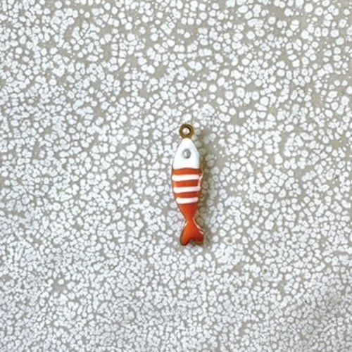 Breloque poisson émaillée orange en acier inoxydable doré 304 – 18x5 mm or13-5