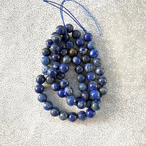 Perles rondes en lapis-lazuli naturel 6 mm - perles pierre naturelle pour bijoux diy – lot de 10 perles ou fil 38 cm pp1-108