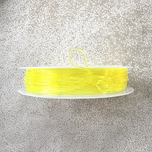 Bobine de fil cristal élastique jaune fluo 0,8 mm – fil élastique pour bracelet perles – environ 6 m ela-34