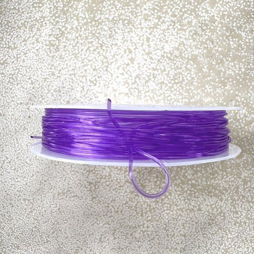 Bobine de fil cristal élastique violet 0,8 mm – fil élastique pour bracelet perles – environ 6 m ela-35