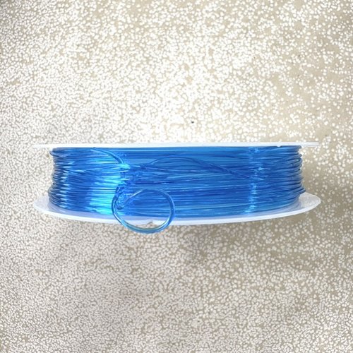 Bobine de fil cristal élastique bleu 0,8 mm – fil élastique pour bracelet perles – environ 6 m ela-36