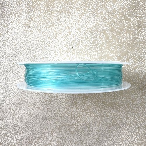 Bobine de fil cristal élastique turquoise 0,8 mm – fil élastique pour bracelet perles – environ 6 m ela-40