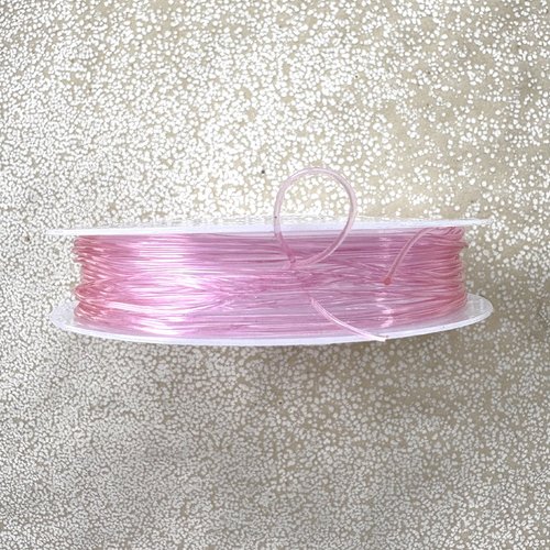Bobine de fil cristal élastique rose 0,8 mm – fil élastique pour bracelet perles – environ 6 m ela-42
