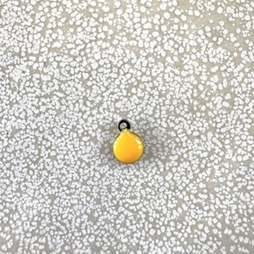 Breloque boule émaillée jaune 8,5x6 mm acier inoxydable – breloque ronde bijoux diy ja23-5