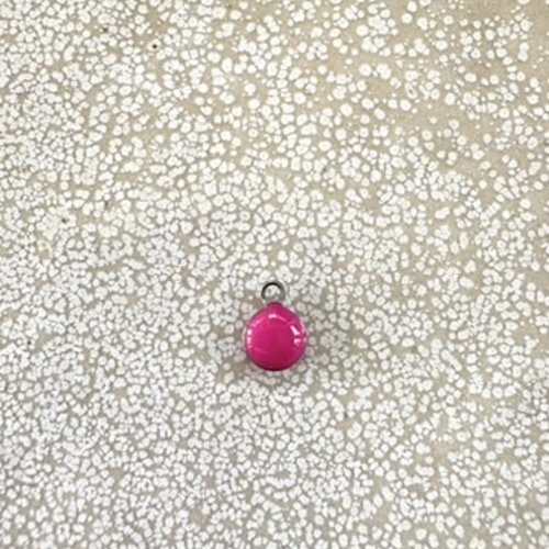 Breloque boule émaillée rose fuchsia 8,5x6 mm acier inoxydable – breloque ronde bijoux diy ros34-7