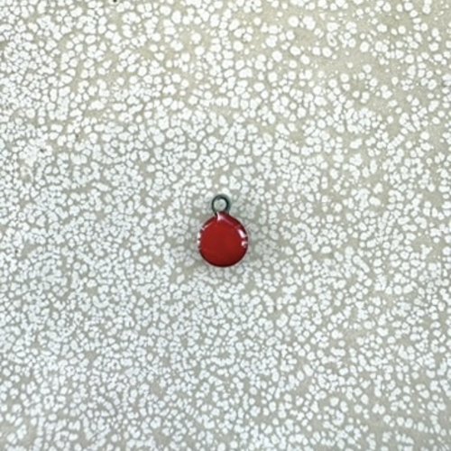 Breloque boule émaillée rouge 8,5x6 mm acier inoxydable – breloque ronde bijoux diy rou21-9