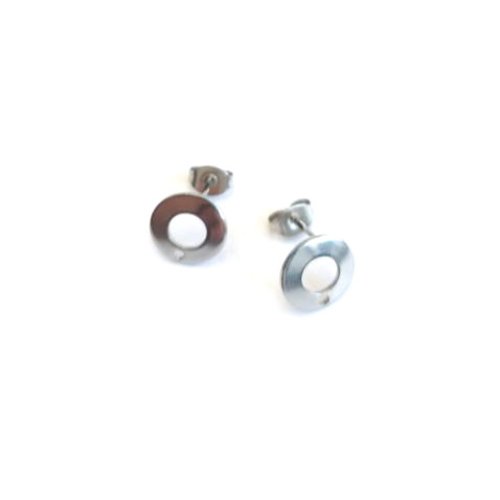 Clous d’oreilles cercle argentés 10 mm acier inoxydable 304 – supports boucles d’oreilles diy, x1 ou x10 paires sbopu-77