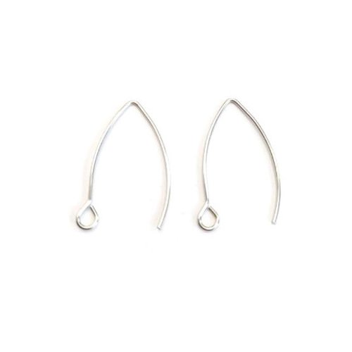 Crochets d’oreilles argentés 25x15 mm acier inoxydable 304 – supports boucles d’oreilles diy x1 ou x10paires sbocr-47