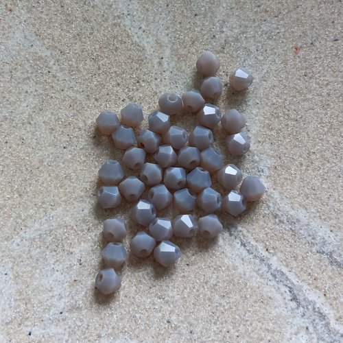 Perles toupies gris 4 mm en verre – perles facettées bijoux diy, lot 40 perles ou fil 31 cm pgr1-3