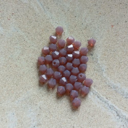 Perles toupies violet rosé 4 mm en verre – perles facettées bijoux diy, lot 40 perles ou fil 31 cm pvi1-12