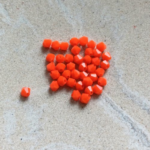Perles toupies orange 4 mm en verre – perles facettées bijoux diy, lot 40 perles ou fil 31 cm por1-8