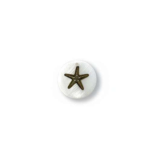 Sequin rond nacre étoile de mer 16 mm coquillage naturel – pendentif étoile de mer bijoux diy blc4-7