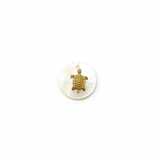 Sequin rond nacre tortue 16 mm coquillage naturel – pendentif tortue bijoux diy blc3-2
