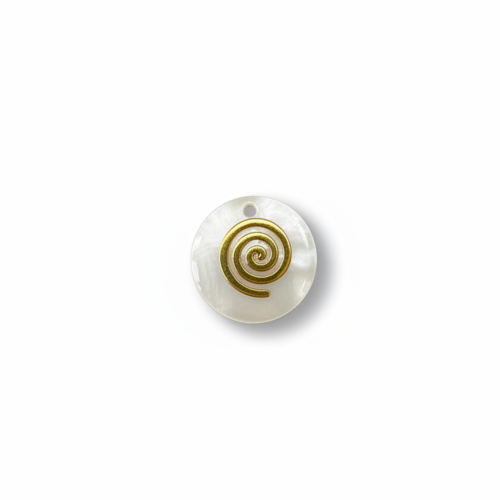 Sequin rond nacre spirale 16 mm coquillage naturel – pendentif spirale bijoux diy blc2-7