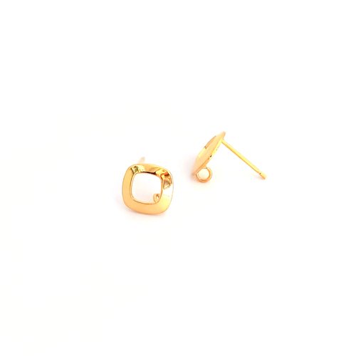 Clous d’oreilles losange acier inoxydable doré 9 mm – supports boucles d’oreilles diy, x1 ou x10 paires sbopu-83