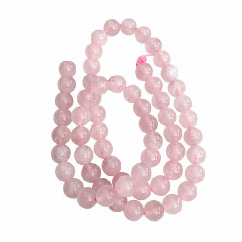 Perles quartz rose naturel 6 mm – perles rondes pierre naturelle, lot de 10 perles ou fil 36 cm pp1-120