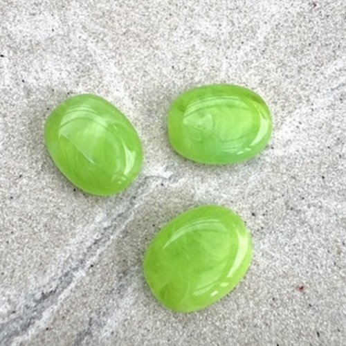 Perle ovale marbrée vert anis en acrylique 19x15 mm – perle moderne pour bijoux diy pve16-6