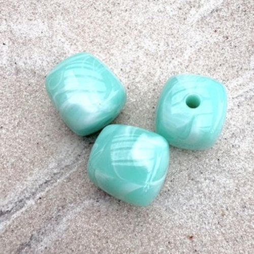 Perle carrée marbrée turquoise en acrylique 17 mm – perle moderne pour bijoux diy ptu8-15