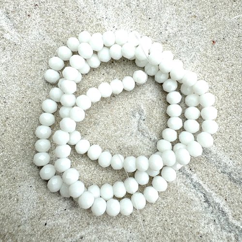 Perles rondelles à facettes blanches en verre 4x3 mm – fil de 38 cm environ 110 perles pblc8-13