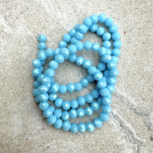 Perles rondelles à facettes bleu ciel en verre 4x3 mm – fil de 38 cm environ 110 perles ptu8-18