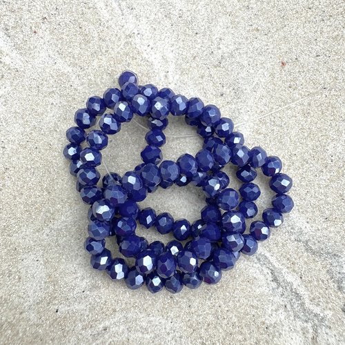 Perles rondelles à facettes bleu marine en verre 4x3 mm – fil de 38 cm environ 110 perles pble12-13