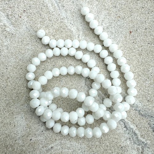 Perles rondelles à facettes blanc brillant en verre 4x3 mm – fil de 38 cm environ 110 perles pblc8-14