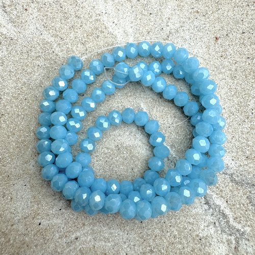Perles rondelles à facettes bleu azur en verre 4x3 mm – fil de 38 cm environ 110 perles pble12-14
