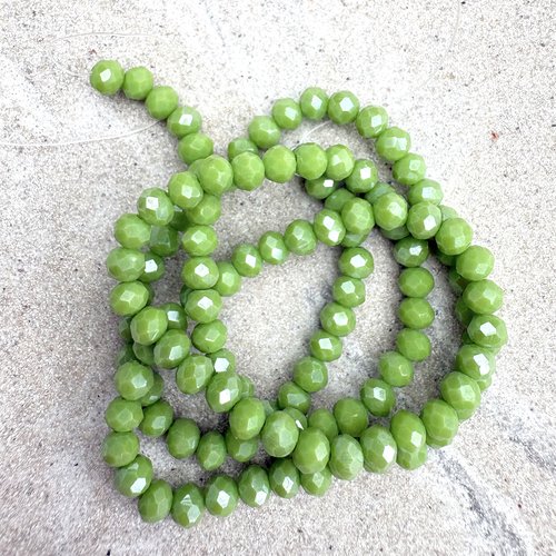 Perles rondelles à facettes vert pomme en verre 4x3 mm – fil de 38 cm environ 110 perles pve16-12
