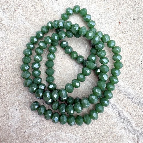 Perles rondelles à facettes vert en verre 4x3 mm – fil de 38 cm environ 110 perles pve16-11