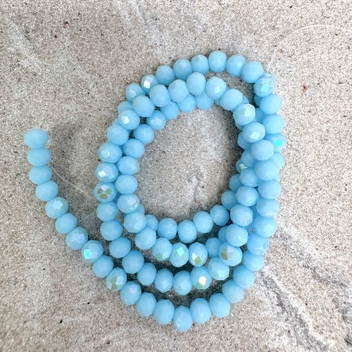 Perles rondelles à facettes en verre bleu turquoise à reflets arc-en-ciel 4x3 mm – fil d'environ 110 perles ptu8-20