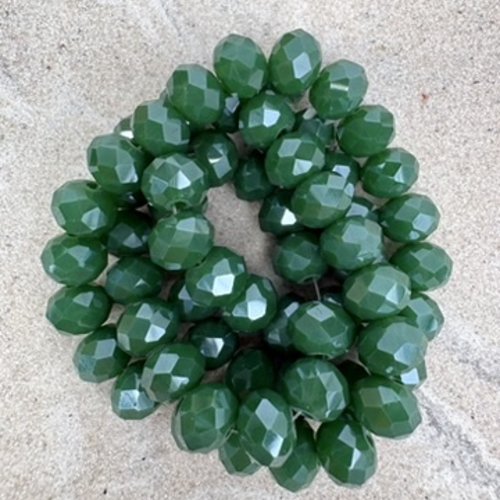 Perles rondelles à facettes en verre vert 8x6 mm – fil d'environ 60 perles pve16-21