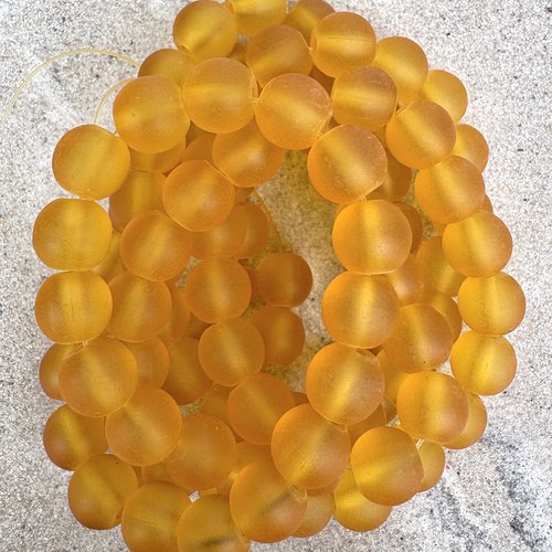 Perles rondes en verre dépoli jaune 8 mm – fil d'environ 100 perles pja9-22