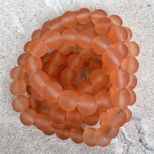 Perles rondes en verre dépoli orange 8 mm – fil d'environ 100 perles por7-18