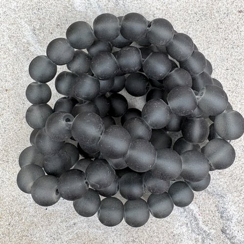 Perles rondes en verre dépoli noir 8 mm – fil d'environ 100 perles pno4-14