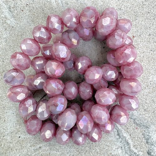 Perles rondelles à facettes en verre rose 8x6 mm – fil d'environ 60 perles pros9-6