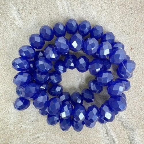 Perles rondelles à facettes en verre bleu 8x6 mm – fil d'environ 60 perles pble13-2