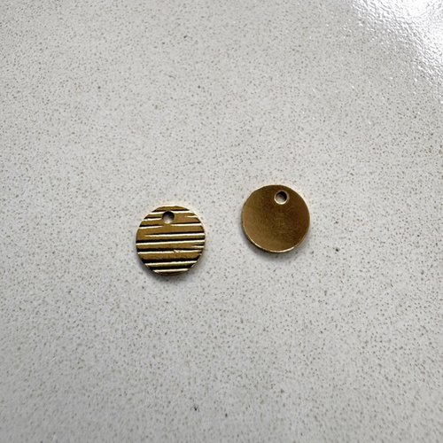 Sequin rond strié en acier inoxydable 304 doré pvd 10 mm do21-5