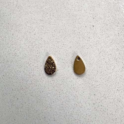 Breloque goutte pailletée en acier inoxydable 304 dorée pvd 8x5 mm do21-1