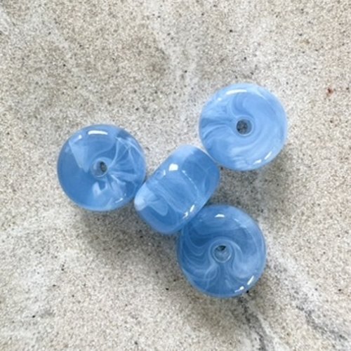 Perle rondelle en acrylique marbrée bleue 9x14 mm pble13-10