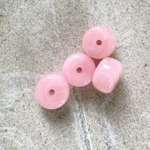 Perle rondelle en acrylique marbrée rose 9x14 mm pros9-21