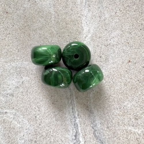 Perle rondelle en acrylique marbrée verte 9x14 mm pve17-6
