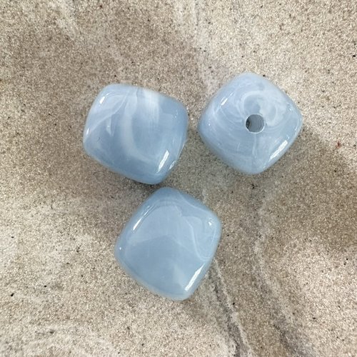 Perle carrée marbrée bleue en acrylique 17 mm – perle moderne pour bijoux diy pble13-4