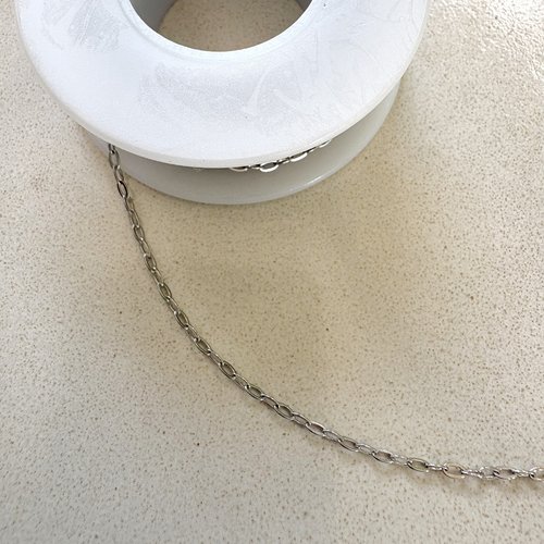 Chaîne maille ovale plate soudée en acier inoxydable 304 argentée au mètre – maille 3x1,6 mm cha-72